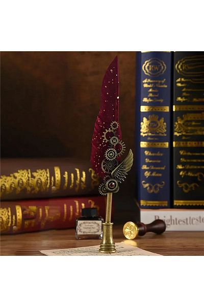Taşarhome Patterned Special Design Large Size Waxed Sealed Ink Feathered Divit Hokka Set Vip Pack