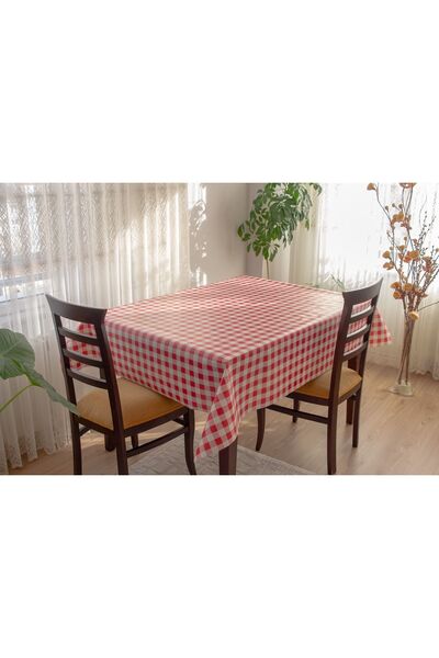 Barış Home Collection Astarlı Silinebilir Hijyenik Kare Ekose Desen Muşamba Pvc Masa Örtüsü 107-1