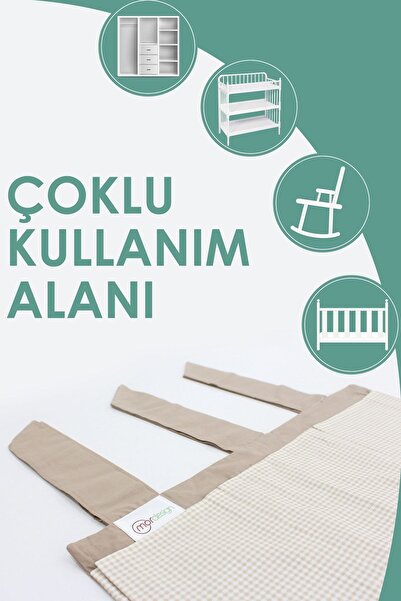 mordesign Yenidoğan Beşik Yanı Düzenleyici, 5 Cepli Bebek Odası Organizeri, Ekose, Svalbard Serisi, Kahve