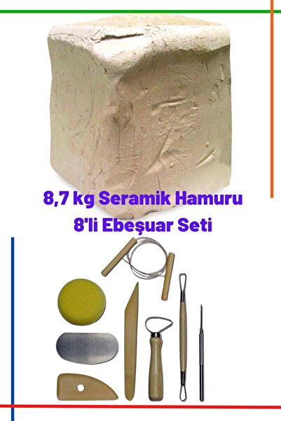 O&S Oyun ve Sanat Eğlen-Üret 8,7 kg Seramik Hamuru Kil Çamuru, 8li ebeşuar Mo...