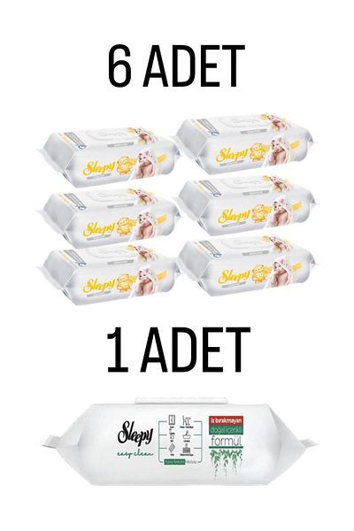 Sleepy Sensitive Wet Towel 6x90 Pack 540 Sheets-Sleepy Easy Clean 100 Pieces Surface Towel 1 Piece
