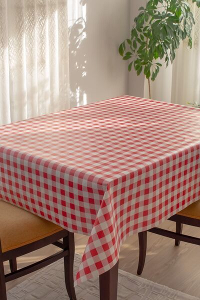 Barış Home Collection Astarlı Silinebilir Hijyenik Kare Ekose Desen Muşamba Pvc Masa Örtüsü 107-1
