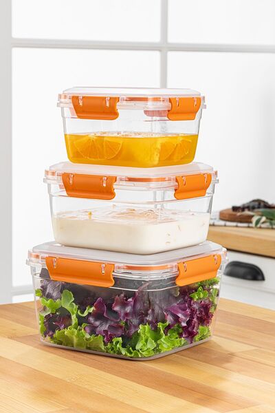 simplicity Orange 3-Piece Tidy Leak-Proof Storage Container Set
