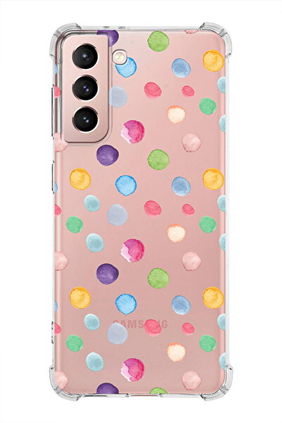 PrintiFy PrinriFy Samsung Galaxy S21 FE Uyumlu Water Color 6 Baskılı Şeffaf K...
