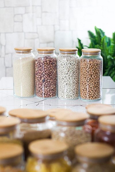 TAMU 4-Piece Bamboo Lid Vacuum Large Size Glass Jar Storage Container 1300ml