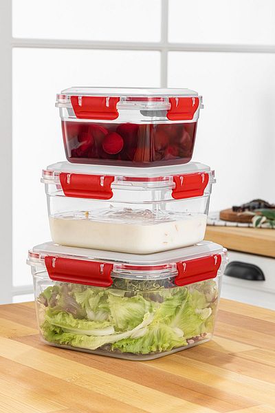simplicity Red 3-Piece Tidy Leak Proof Storage Set