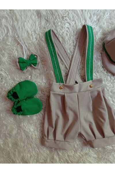 AgTasarım Bej Doğum Günü Konsept Salopet Takım