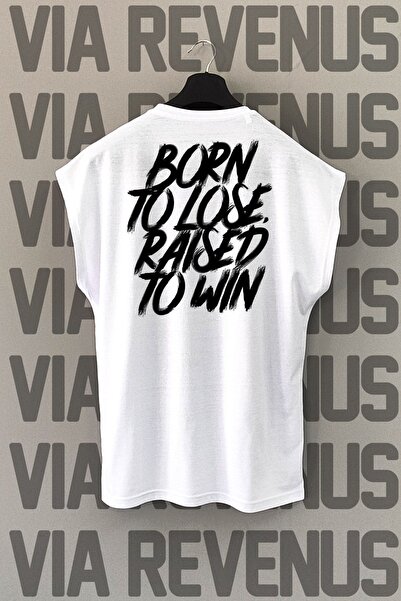 Vordevia Beli sportovi T-shirt - 'Rođen da gubi, odgajan da pobeđuje' Leđa Št...