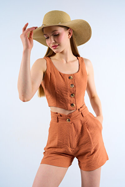 Kozi Γυναικείο σετ 100% βαμβακερό - Κοντό σορτς με κουμπιά