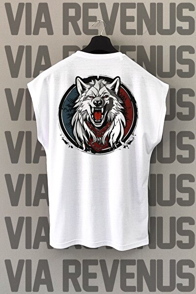 Vordevia Beli sport T-shirt - Vuk leđa Štampano, bez rukava