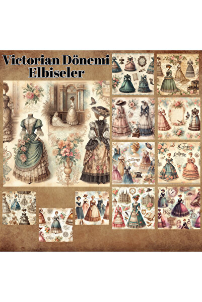 Pink Swan Craft Viktorya Dönemi Kıyafetler Vintage 12 Adet Scrapbook Bullet J...
