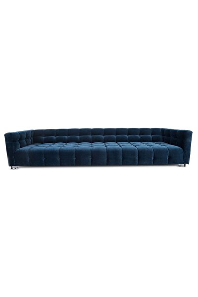 Different Design Indigo 3'lü Modern Mavi Kadife Koltuk Üçlü Kanepe