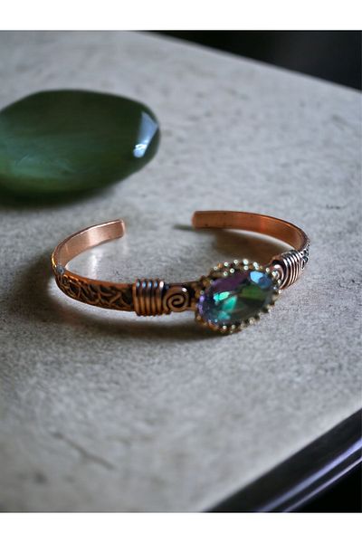 kapris concept Pure copper antiallergic bracelet with mystical topaz stone