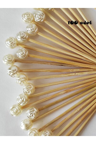 BEYHAN BAYHAN 100 Adet Dekoratif Gül Incili Kürdan - Gül Incili Pasta Kürdanı...