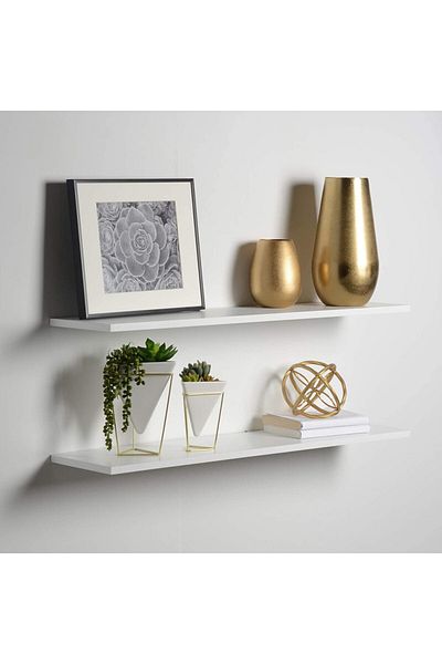Modern home عدد 2 رفوف حائط عائمة مقاس 80×15 سم لون أبيض