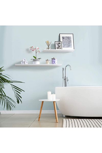 Modern home عدد 2 رفوف حائط عائمة مقاس 80×15 سم لون أبيض