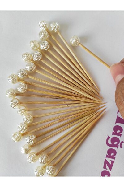 BEYHAN BAYHAN 50 Adet Dekoratif Gül Incili Kürdan - Gül Incili Pasta Kürdanı ...