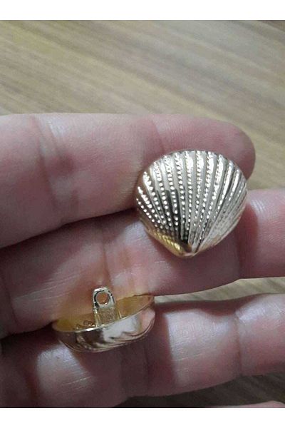 İMREN AKSESUAR Seashell Special Design Light Gold Hanger Coated 23 mm Metal Button 1 Pack 6 Pieces