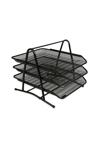 Globox Metal Perforated 3-Piece Document Shelf Color - Black Fx
