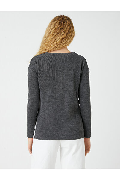 Koton Πλεκτό πουλόβερ με λαιμόκοψη με υφή από κασμίρ