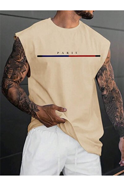 Fun Fashion Men's Oversize Sleeveless T-shirt - Paris Printed