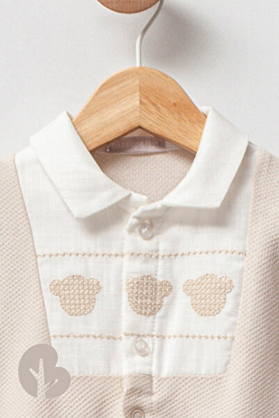 Cassiope Three Teddy Booties Jumpsuit 2 Months - 3 Months - 6 Months Baby Boy-Beige - 3 MONTHS