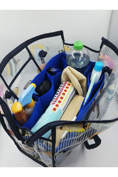Marjinal Saks Blue Beach Bag - Organizer Inside