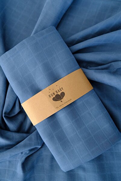 runbaby 75x75 cm 100% Cotton Baby Muslin Blanket - Navy Blue