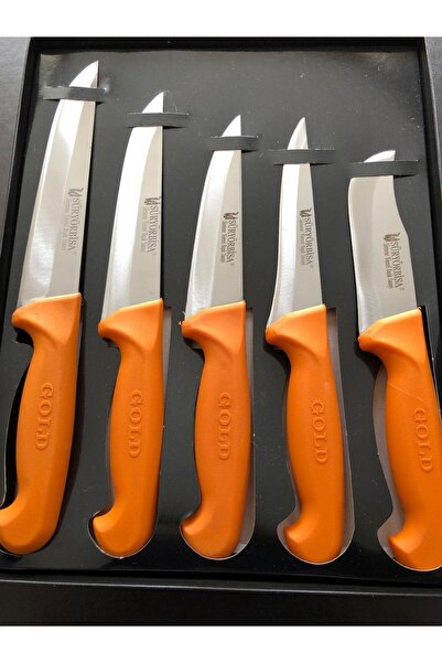 DİBA AVM El Yapımı Dövme Çelik 5'li Bıçak Seti Kurban Seti