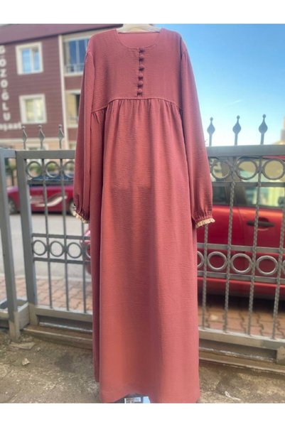 SAYUKER SHOP Pink Ayrobin Fabric Yoke detail, Non-See-Through, Lightweight Summer Women's Modest Dress