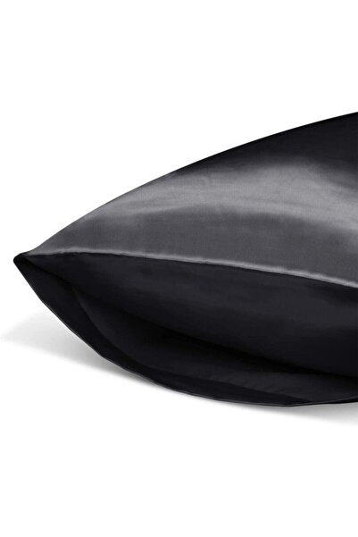 EVYA Μαύρη μεταξωτή σατέν μαξιλαροθήκη 2 συσκευασιών 50x70 πόρπη Δώρο Ειδική θήκη φιλική προς το δέρμα για σγουρά μαλλιά