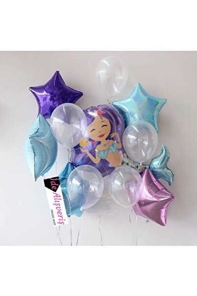 Bkmc Πάρτι γενεθλίων - Σετ με μπαλόνι και στολίδι γοργόνας