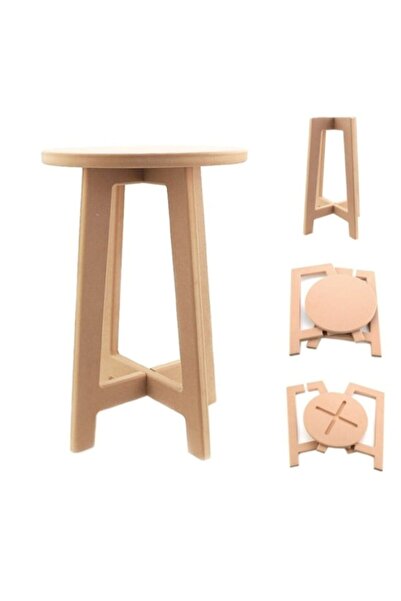 Hobi Dünya Ahşap Boyanabilir Ham Mdf Tabure 55 Cm