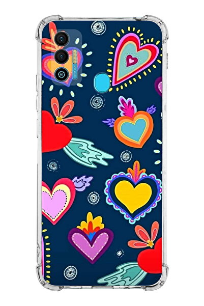 PrintiFy Tecno Spark 7t Compatible Retro Color 3 Printed Transparent Anti-Sho...