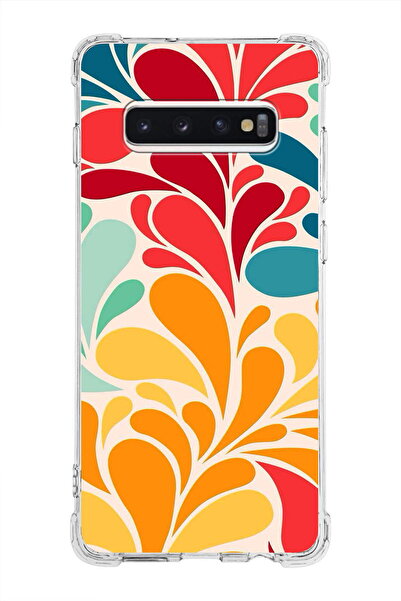 PrintiFy حافظة مضادة للصدمات متوافقة مع هاتف سامسونج جالاكسي S10 بلس مع حماية زاوية شفافة مطبوعة بلون ريترو 5