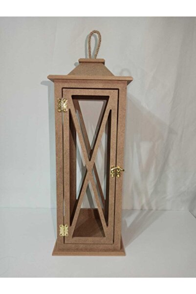 Hobi Dünya Kahverengi Ahşap Boyanabilir Ham Mdf Fener 49cm