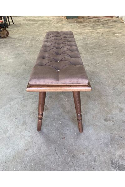 EMEL AHŞAP Ahşap Bench Mutfak Salon Antre Yatak Odası Puf Ceviz Ahşap Ayak-koyu Gri 130x48 Cm