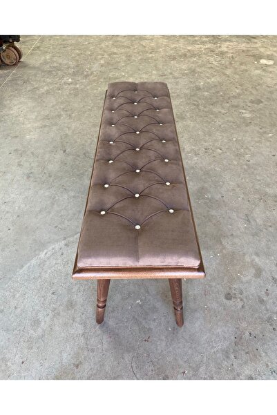 EMEL AHŞAP Ahşap Bench Mutfak Salon Antre Yatak Odası Puf Ceviz Ahşap Ayak, Koyu Gri 115x48 Cm
