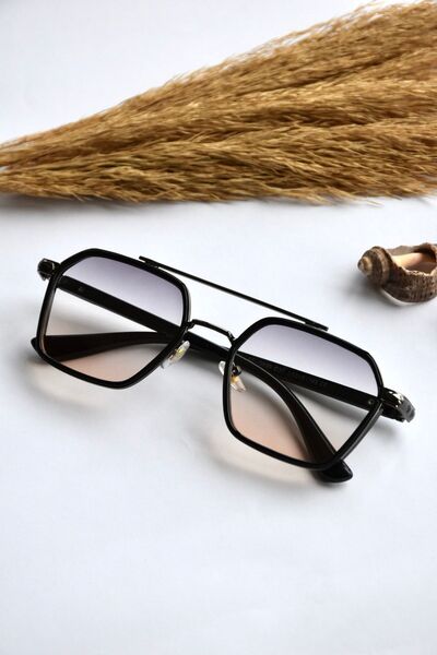 LOOKUP NEW Unisex Women Men Uv400 Protected Black Two Color Square Rectangle ...