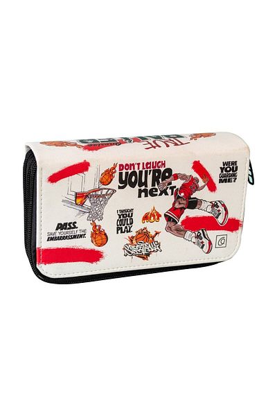 OneSize Basketball Themed Orginazer Vegan Leather Pencil Case - Three Compartments
