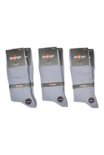 Design Socks Men's Gray Plain Combed Cotton Socks (6 PAIRS) in Special Box - Patterned Socks