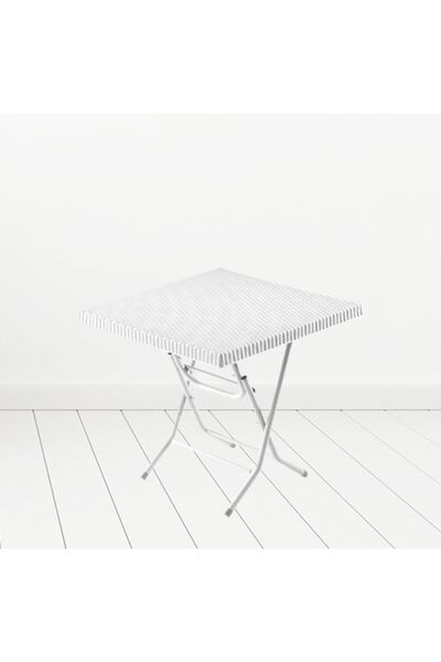 Dogant Beyaz Katlanabilir Rattan Masa 80x80