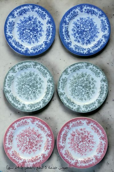 Pinkev Porcelain 3 Colors Rosabella 24,5cm Serving Presentation Plate Set for 6 People