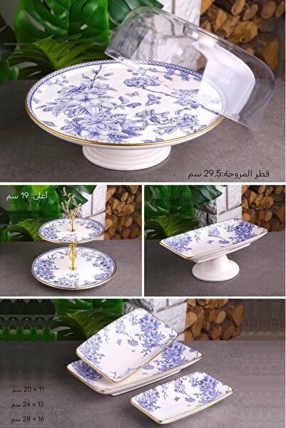 Pinkev مجموعة أطباق تقديم الكيك المصنوعة من السيراميك مكونة من 6 قطع على شكل ...