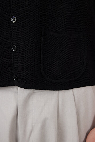 Trendyol Collection V-Neck μαύρο πλεκτό γιλέκο - FL Regular TMNAW20MG0011