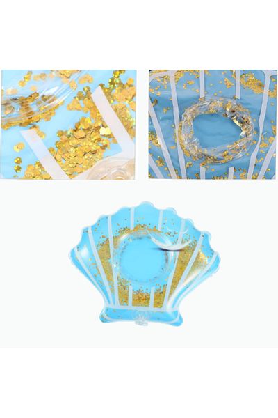 Şeker Ofisi Sea Bed Inflatable Cup Holder Yellow Sequin Seashell