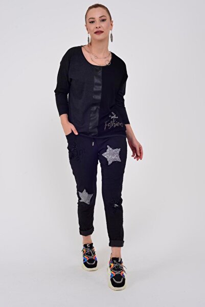 Park Moda 8333 Payetli Yıldız Detay Gabardin Pantolon