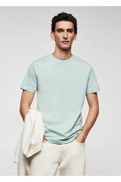 MANGO Man Basic Stretch βαμβακερό μπλουζάκι