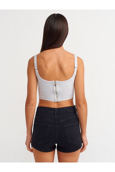 Dilvin 30963 Model Top-Grey Melange Corset