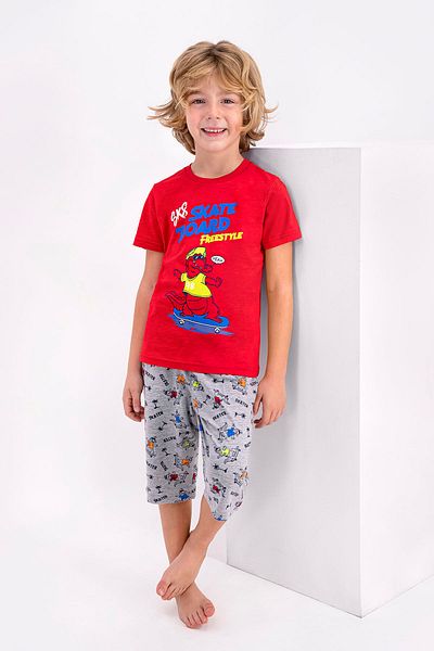 ROLY POLY Boy's Red Rolypoly Skate Board Capri Set